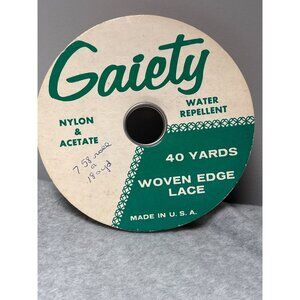 Gaiety Vintage 40-Yard 1" wide Woven Edge Lace Spool Nylon Acetate Water Repelle